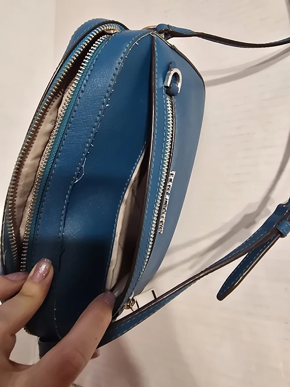Michael Kors Jet Set Teal Blue Saffiano Leather Crossbody Bag